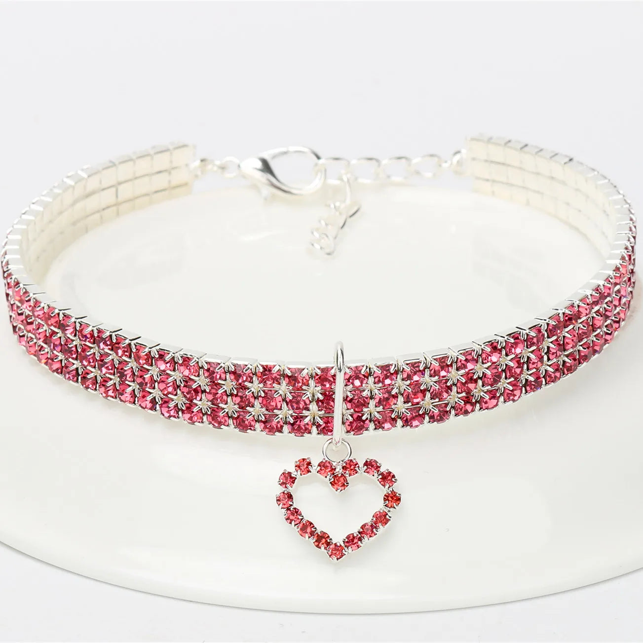 3-Row Elastic Necklace Rhinestone Pet Collar