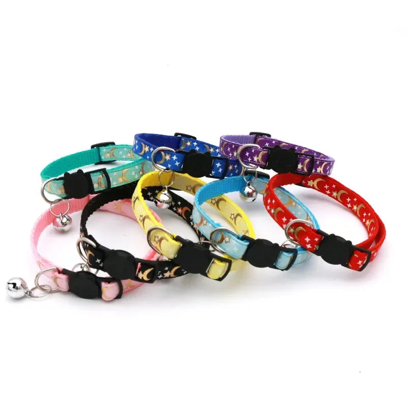 Safety Buckle Reflective Gold Star & Moon Pet Collar