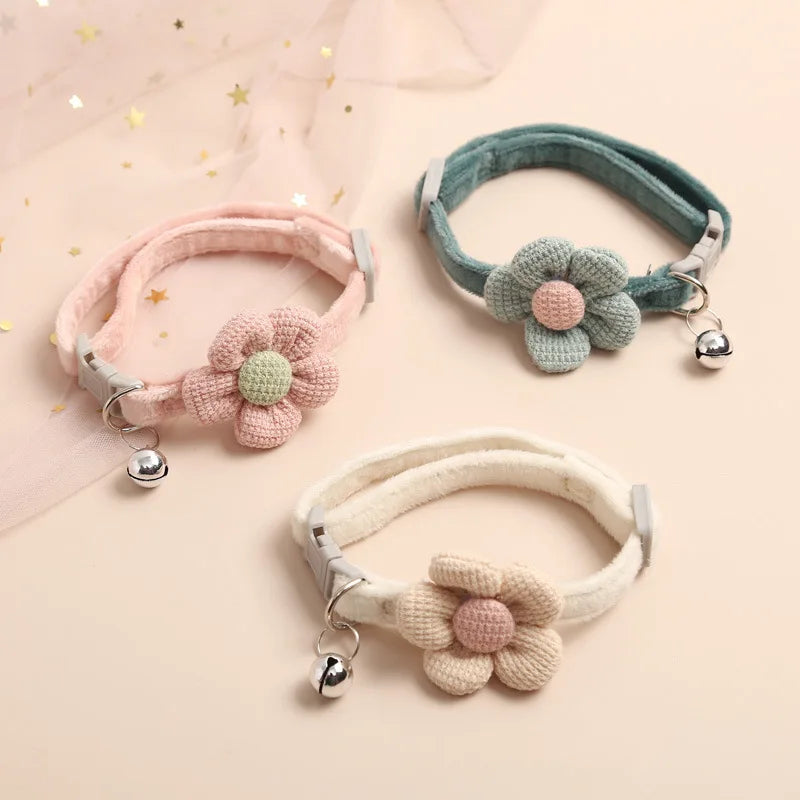 Cute Flower & Bell Adjustable Cat Collar