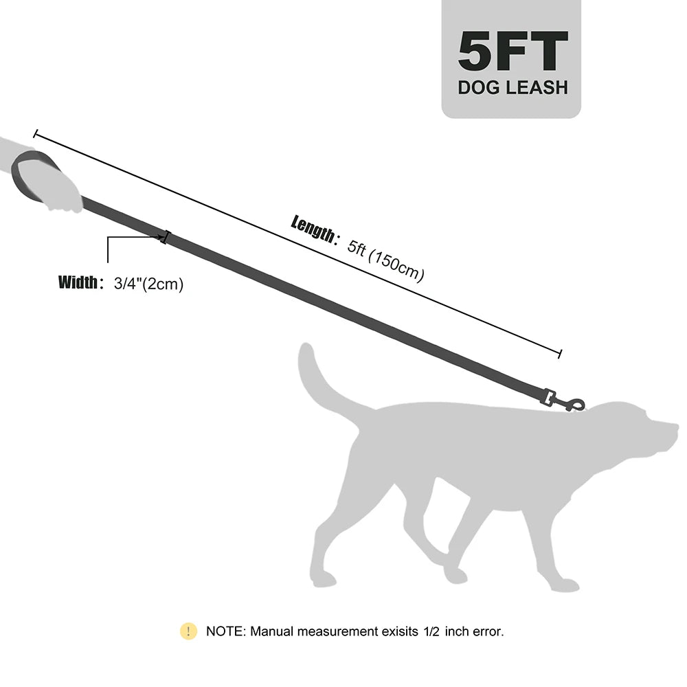 PU Leather Handle Lead 150cm Durable Nylon Dog Leash