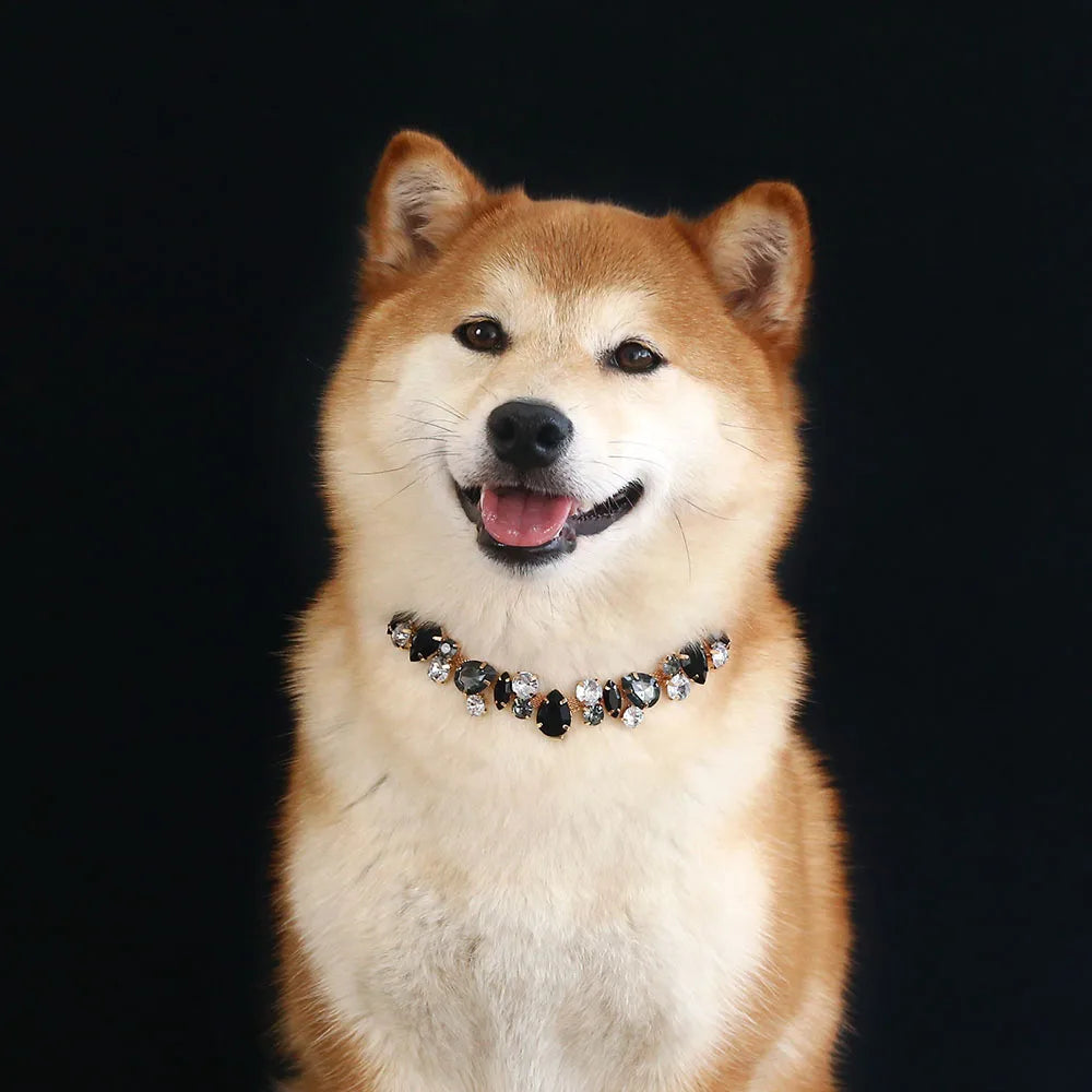 Luxury Crystal Cat & Puppy Necklace Adjustable Diamond Chain Collar