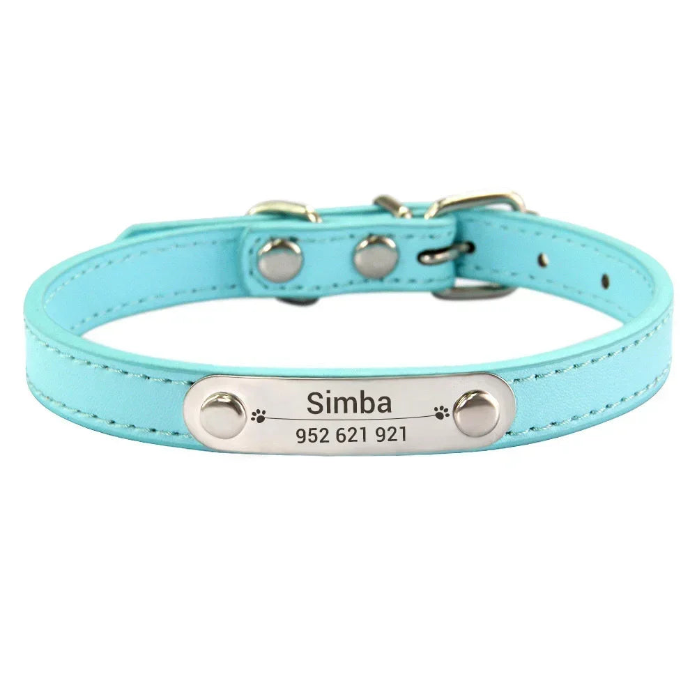 Anti-Lost Design Personalized PU Leather Dog Collar