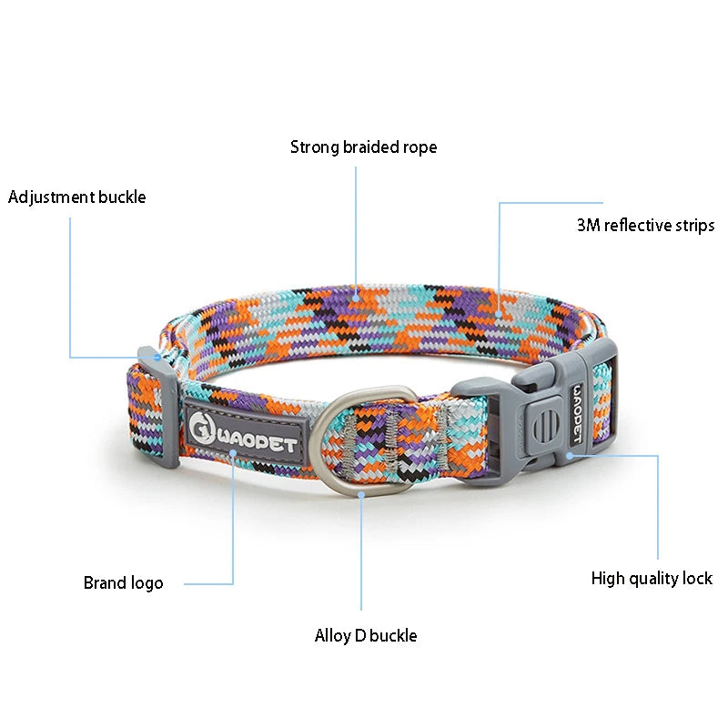 Adjustable with Metal & Quick-Release Buckle Reflective Nylon Dog Collar