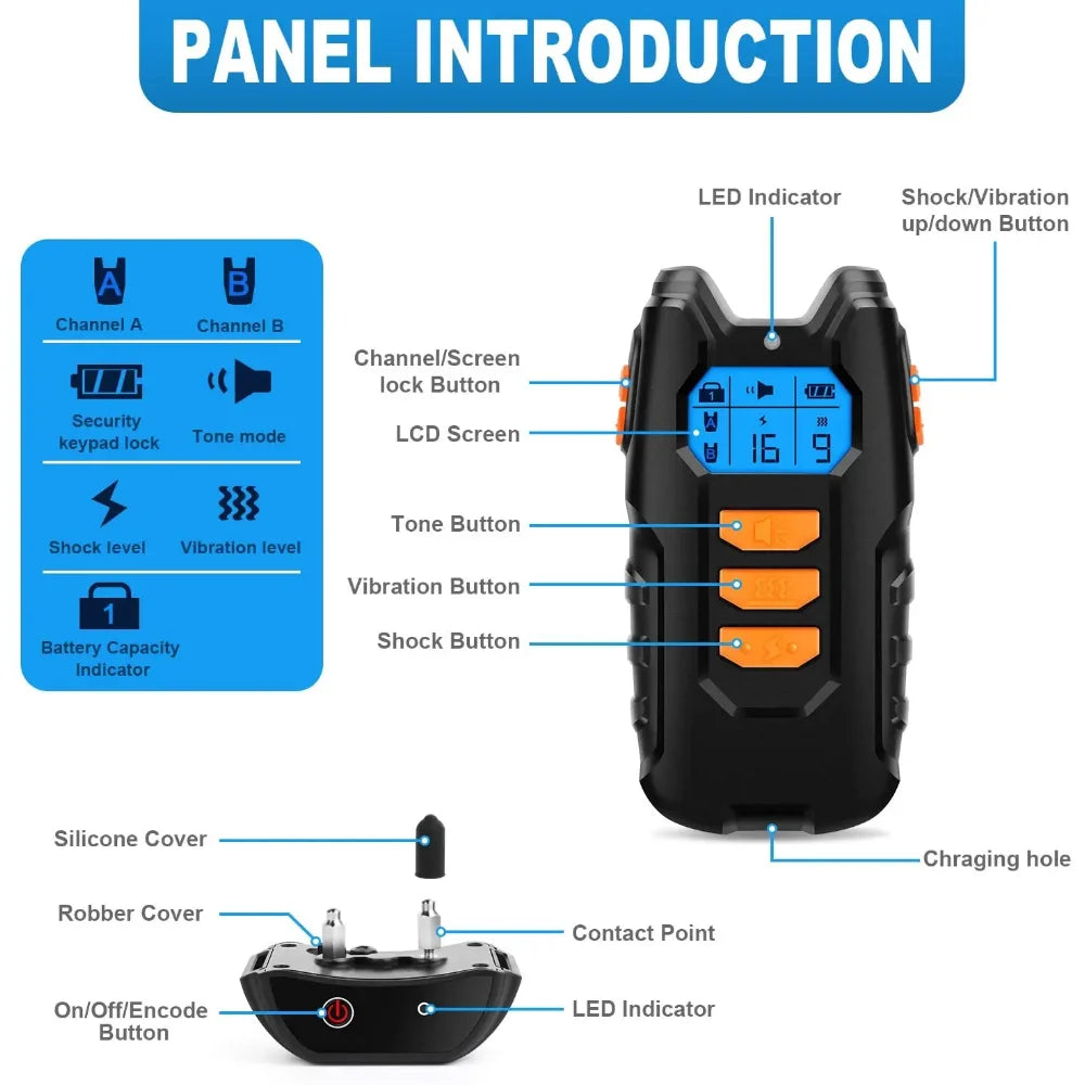 Smart Dog Training Collar Remote Control, Rechargeable & Waterproof