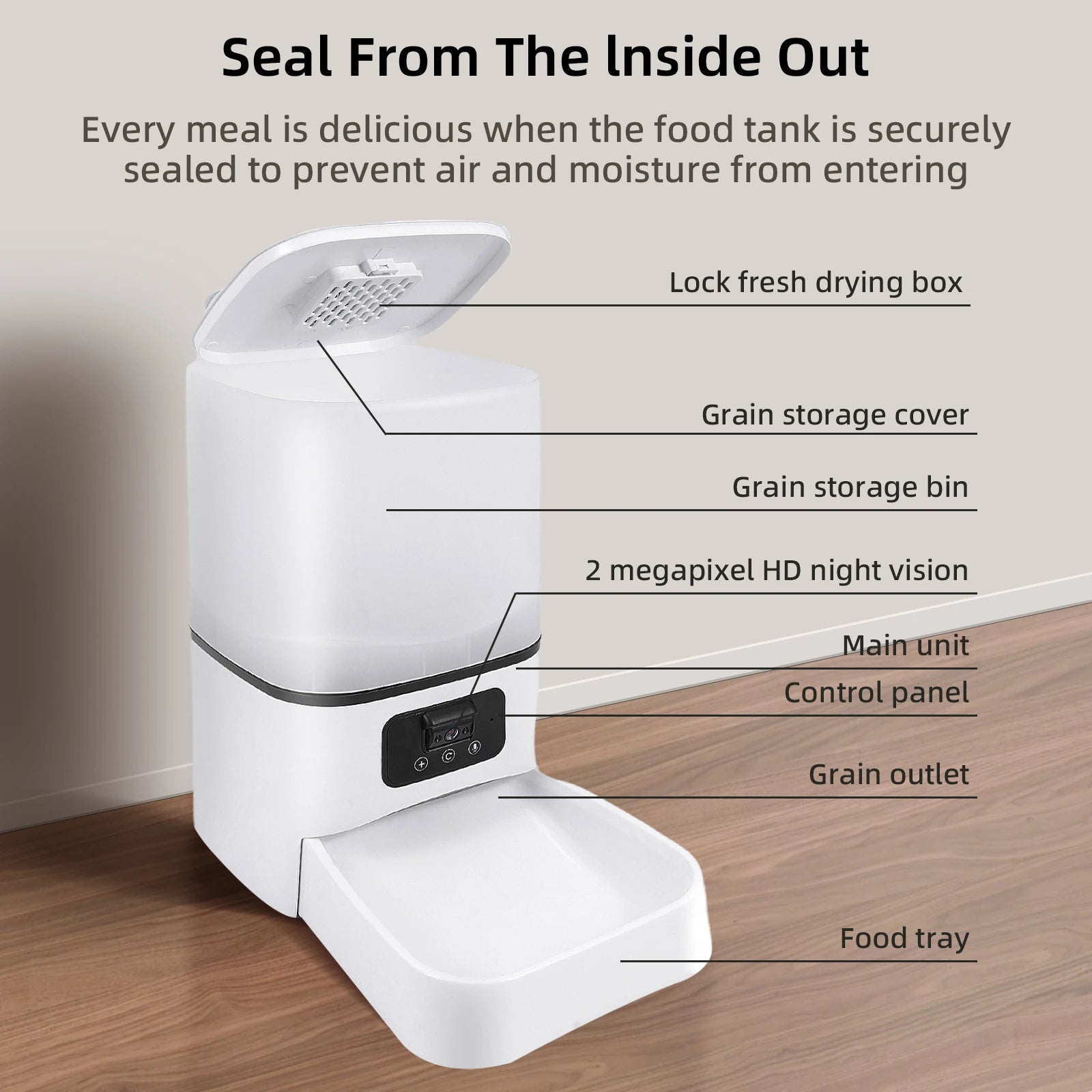 6L Smart Camera Pet Feeder APP Control, Night Vision