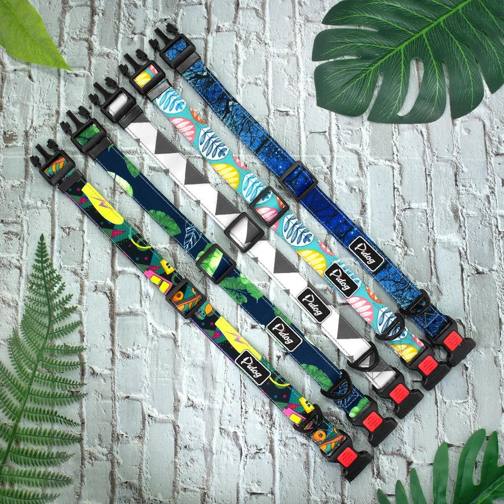 Nylon Puppies Adjustable Flower Print Dog Collar