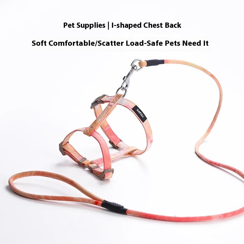Adjustable Gradient Color Cat Leash and Harness Set