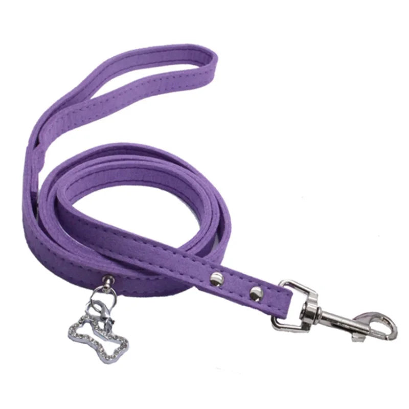 Soft Suede Leather Pet Harness Adjustable Chest Belt for Small Dogs