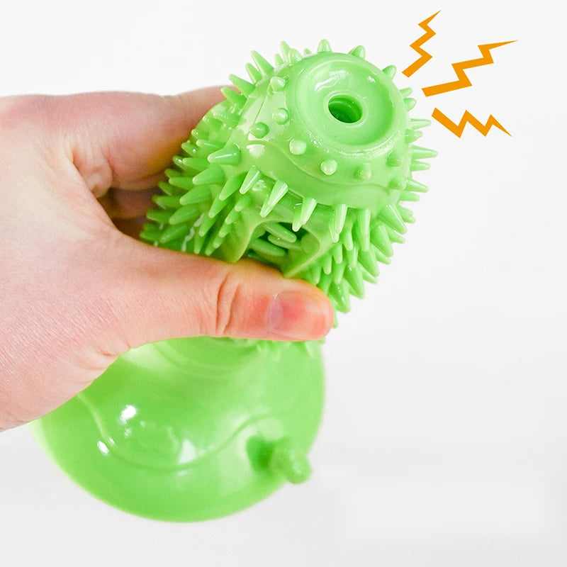 Squeaky Dog Chew Toy Durable Rubber Toothbrush for Aggressive Chewers