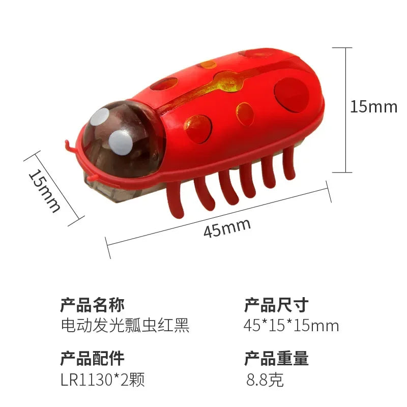 Interactive Electric Glowing Bug Toy Obstacle-Escape Beetle for Cats