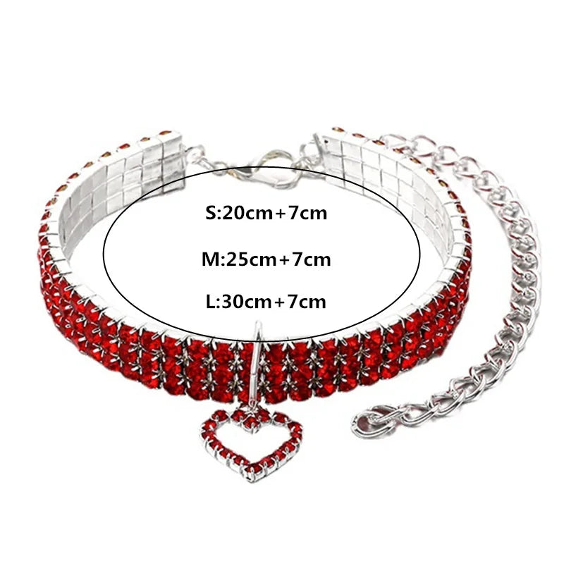 3-Row Elastic Necklace Rhinestone Pet Collar