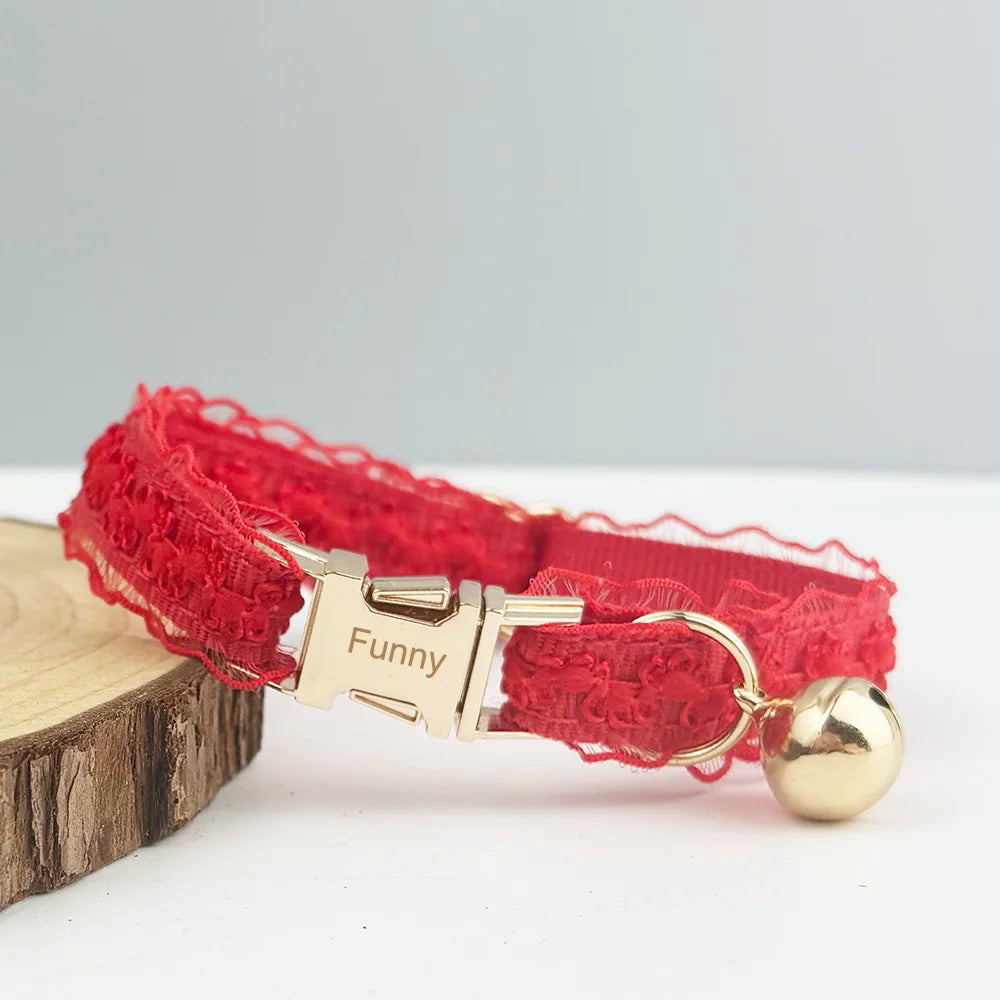 Adjustable Soft Personalized Lace Pet Collar