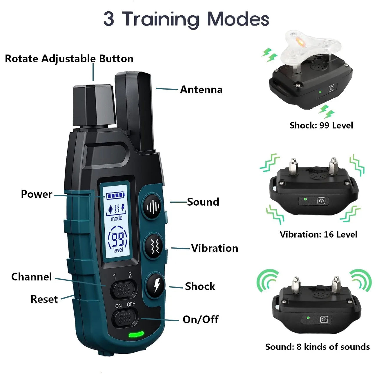 1000M Dog Training Collar – Waterproof, Shock/Vibration, for 2 Dogs