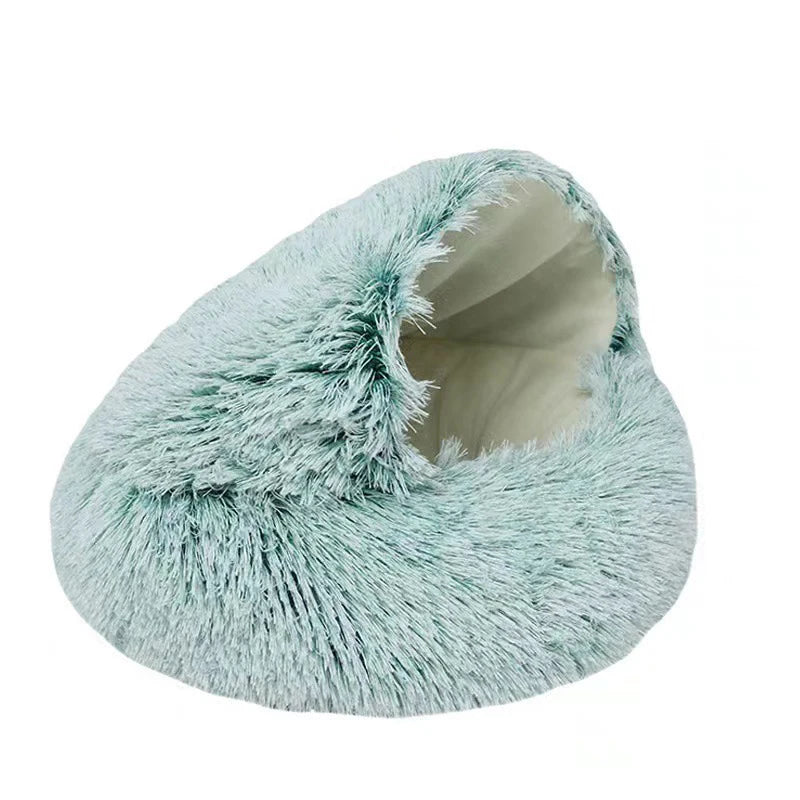 Warm Sleeping Soft Plush Round Pet Bed with Cover