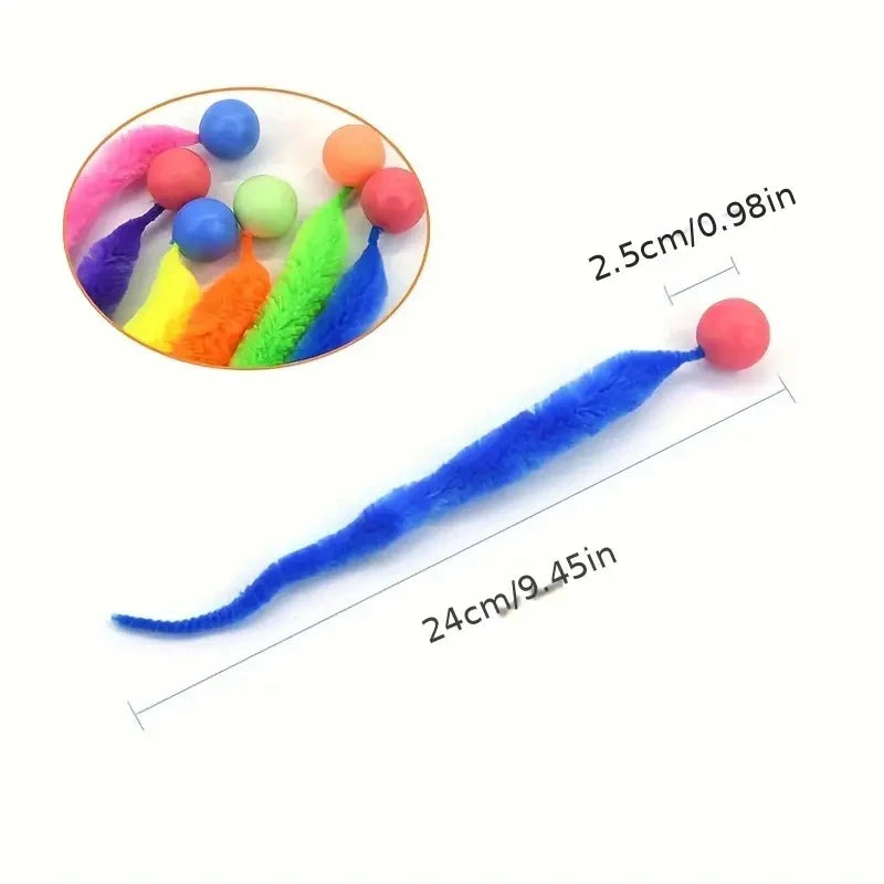 Colorful Bouncing Worm Toy Interactive Puzzle Fun for Cats