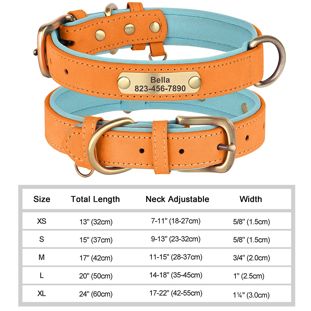 Personalized Custom Engraved PU Leather Dog Collar