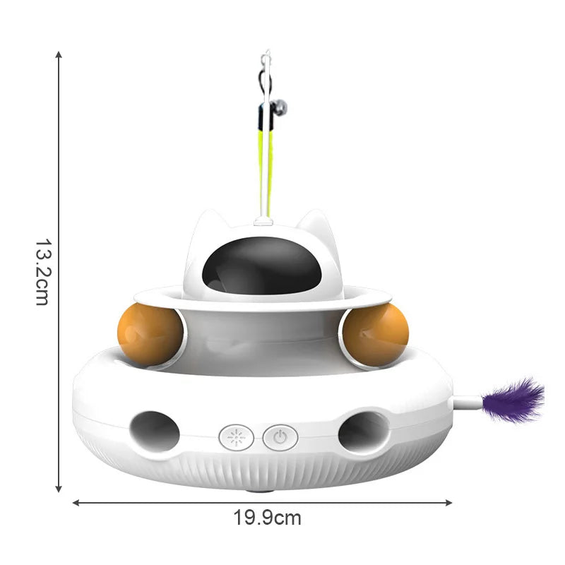 4-in-1 Smart Interactive Cat Toy USB Rechargeable Teaser & Turntable Trainer