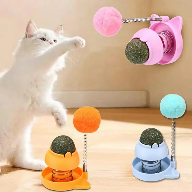 Natural Catnip Wall Ball Rotatable Toy for Treats & Teeth Cleaning