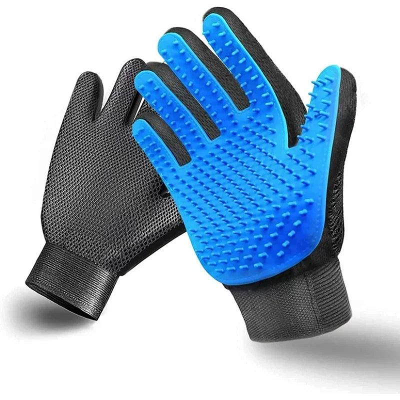 Pet Grooming Gloves Massage & Cleaning Tool for Cats & Dogs