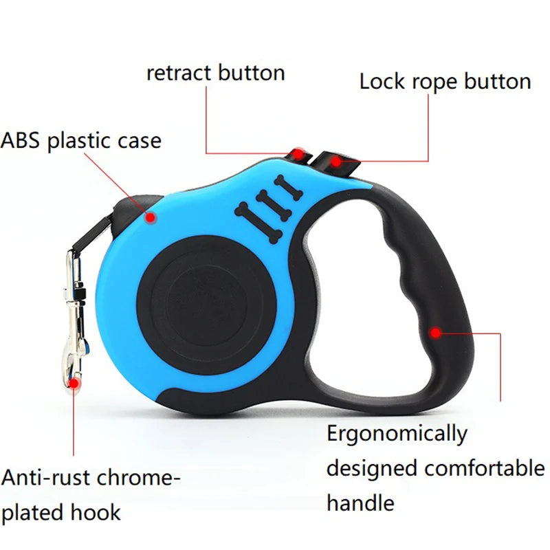 Retractable 5-Meter Hands-Free Double Strap Leash