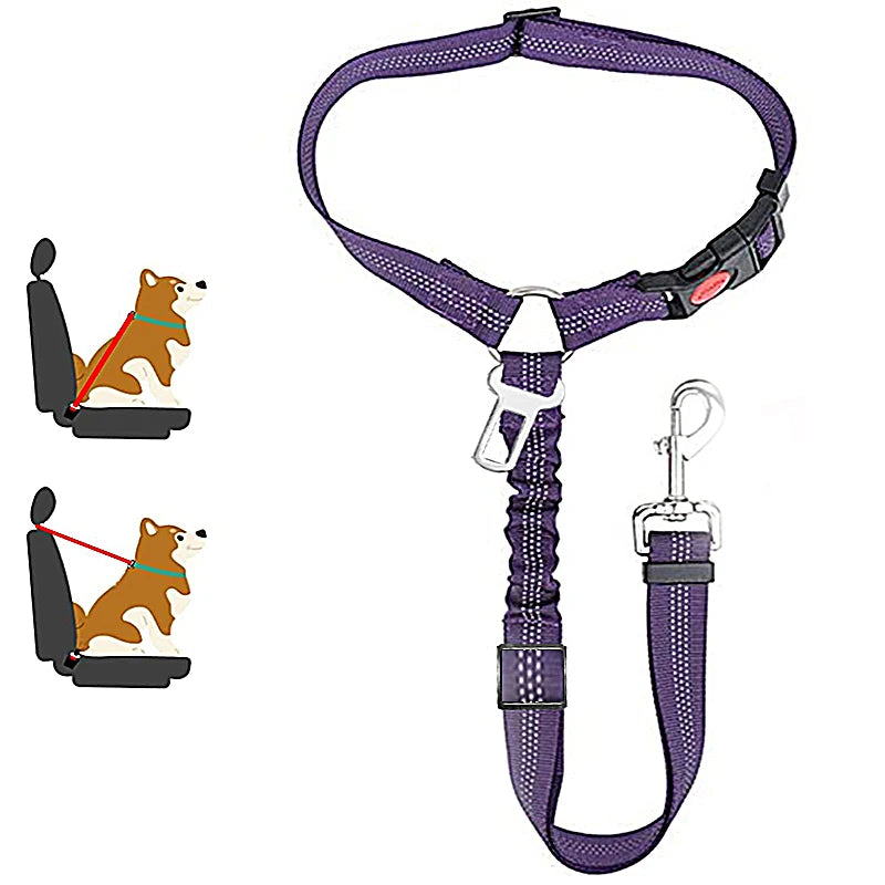2-in-1 Adjustable Dog Harness Leash & Car Seat Belt