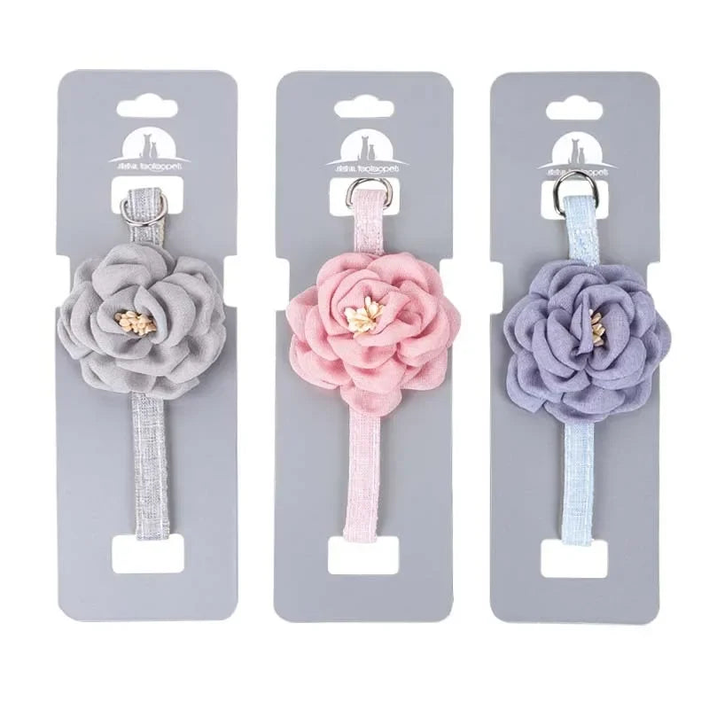 Adjustable Cat & Puppy Collar with Cute Bow and Flower