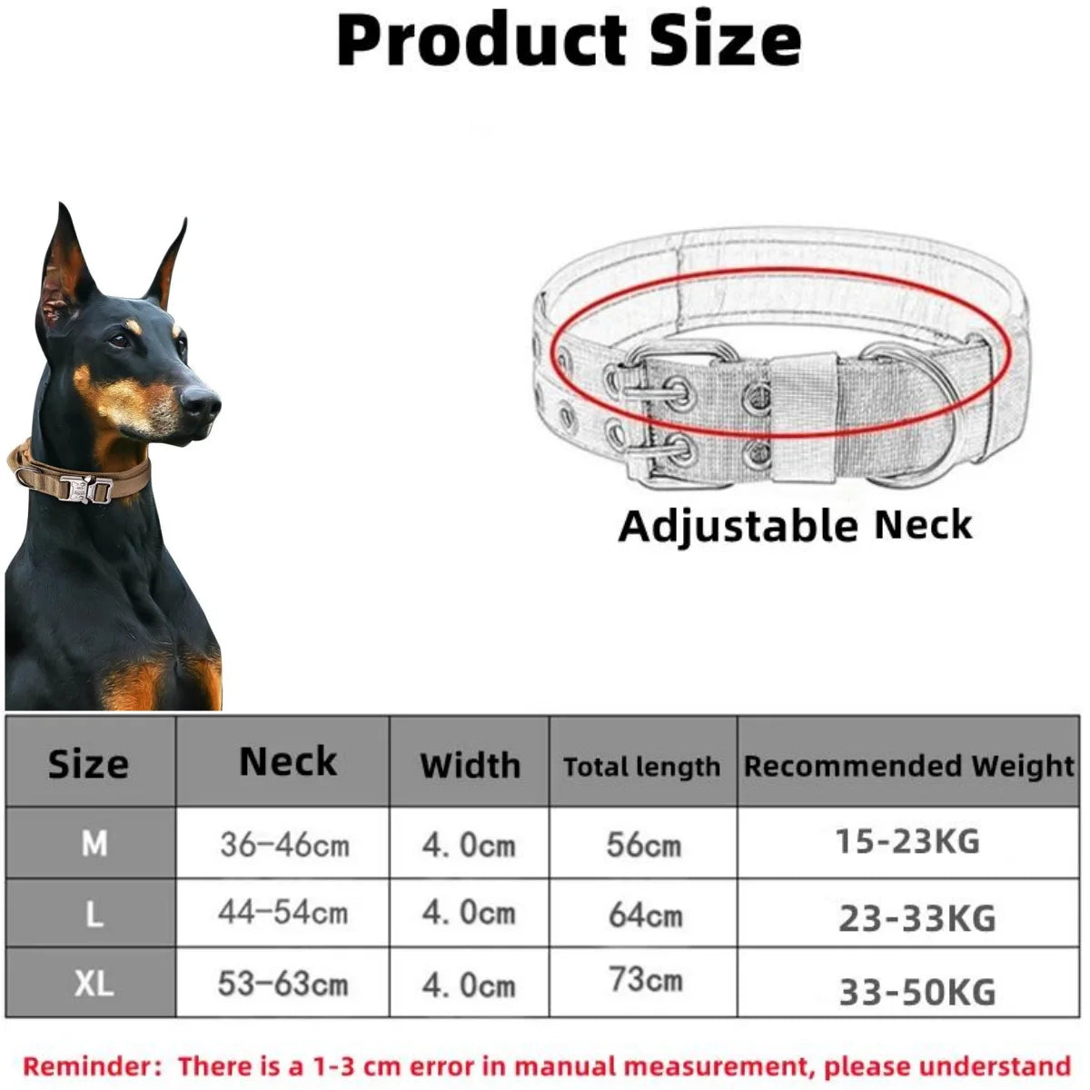 Adjustable Tactical Dog Collar with Double Buckle