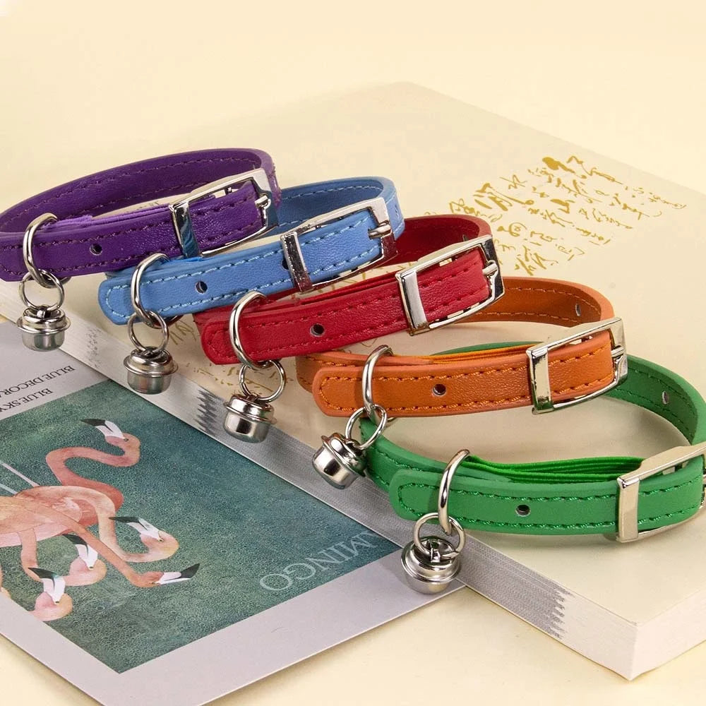 Adjustable Safety Anti-Suffocation Necklace Soft PU Leather Cat Collar