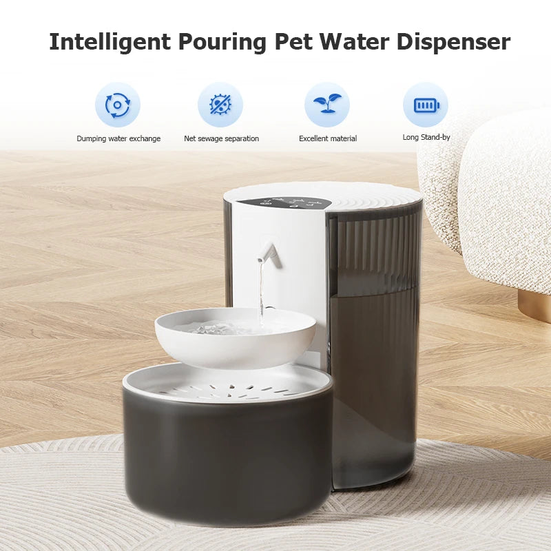 Smart Pet Water Fountain Wireless, Auto, Rechargeable for Cats & Small Dogs