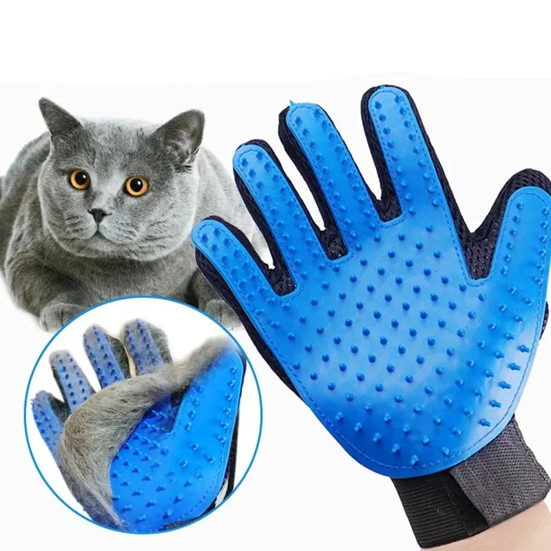 Pet Grooming Gloves Massage & Cleaning Tool for Cats & Dogs