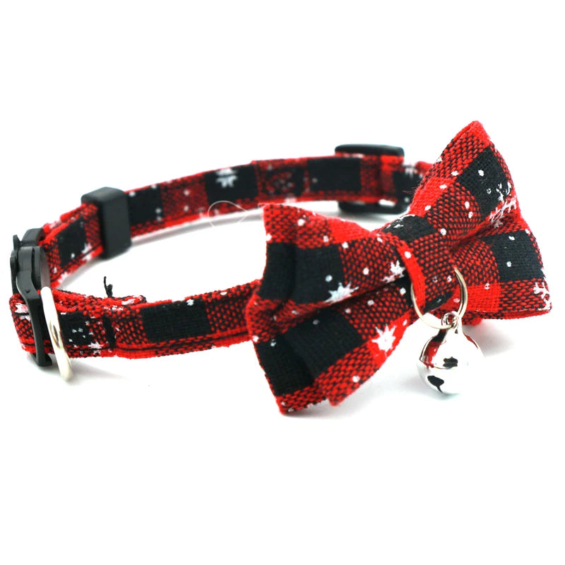 Festive Detachable Christmas Bow Pet Collar