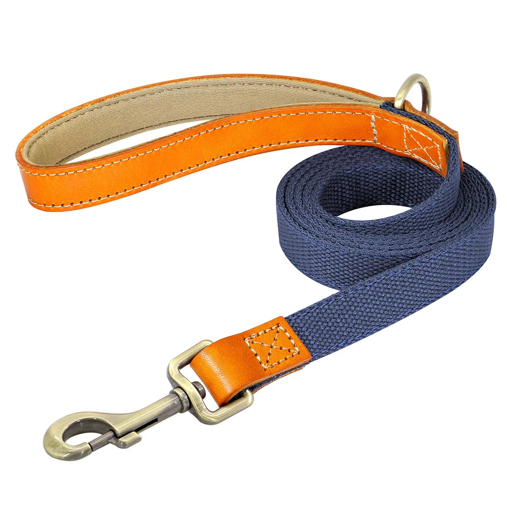 PU Leather Handle Lead 150cm Durable Nylon Dog Leash