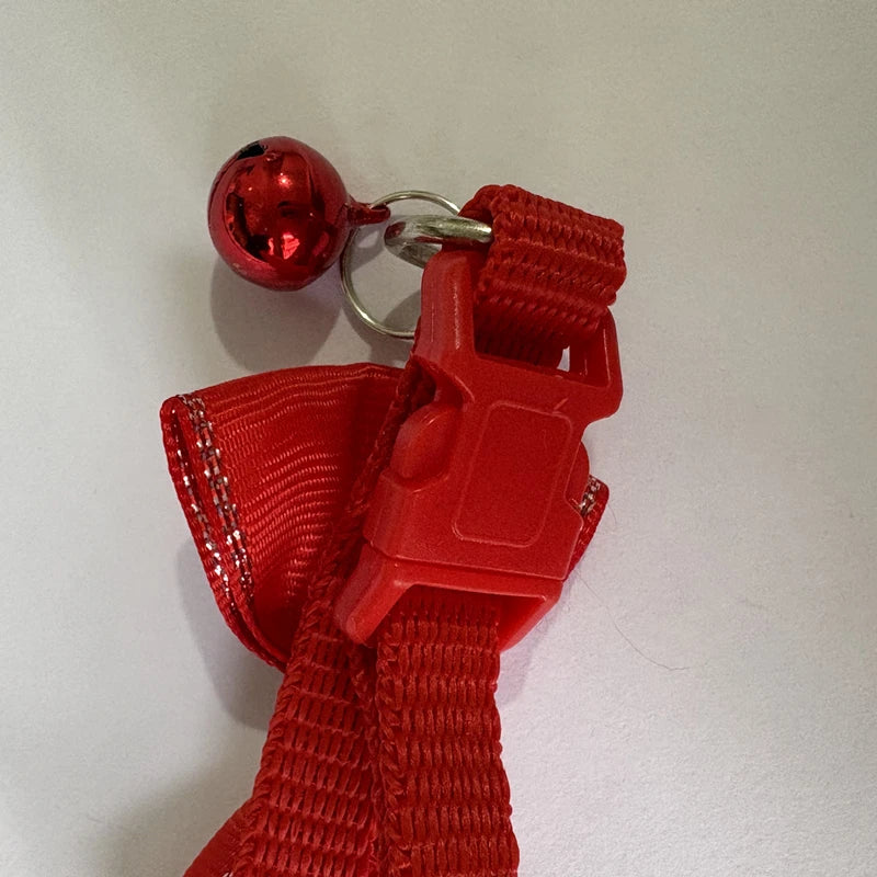 Adjustable Red Bow Bell Pet Collar with Buckle