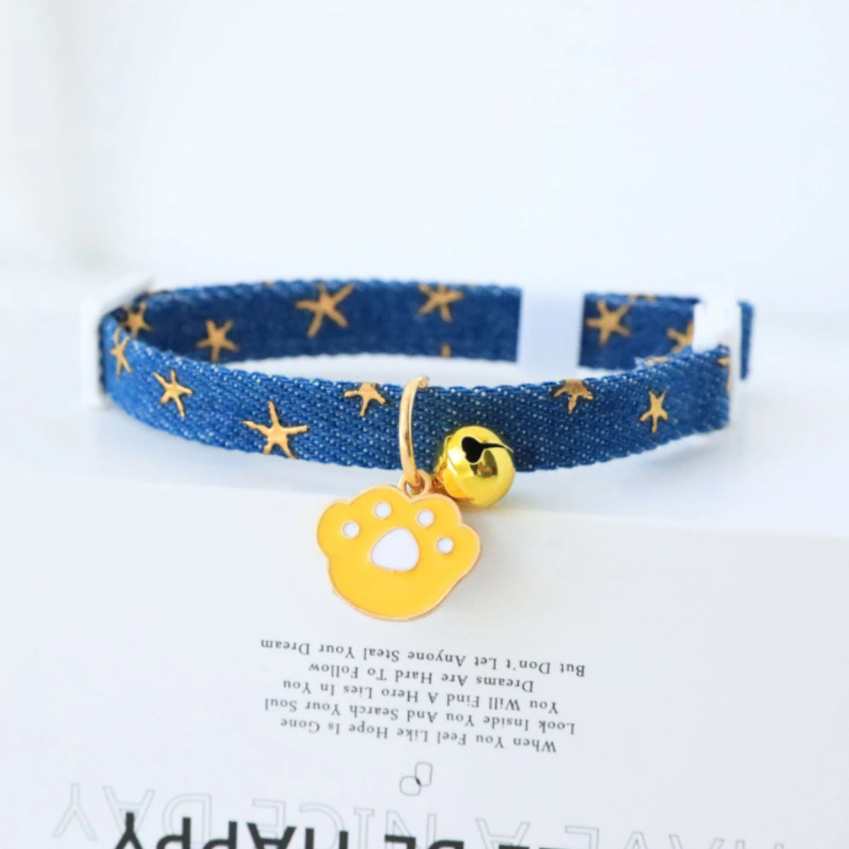 Cute Denim Pet Collar With Bell & Safety Buckle for Cats & Dogs