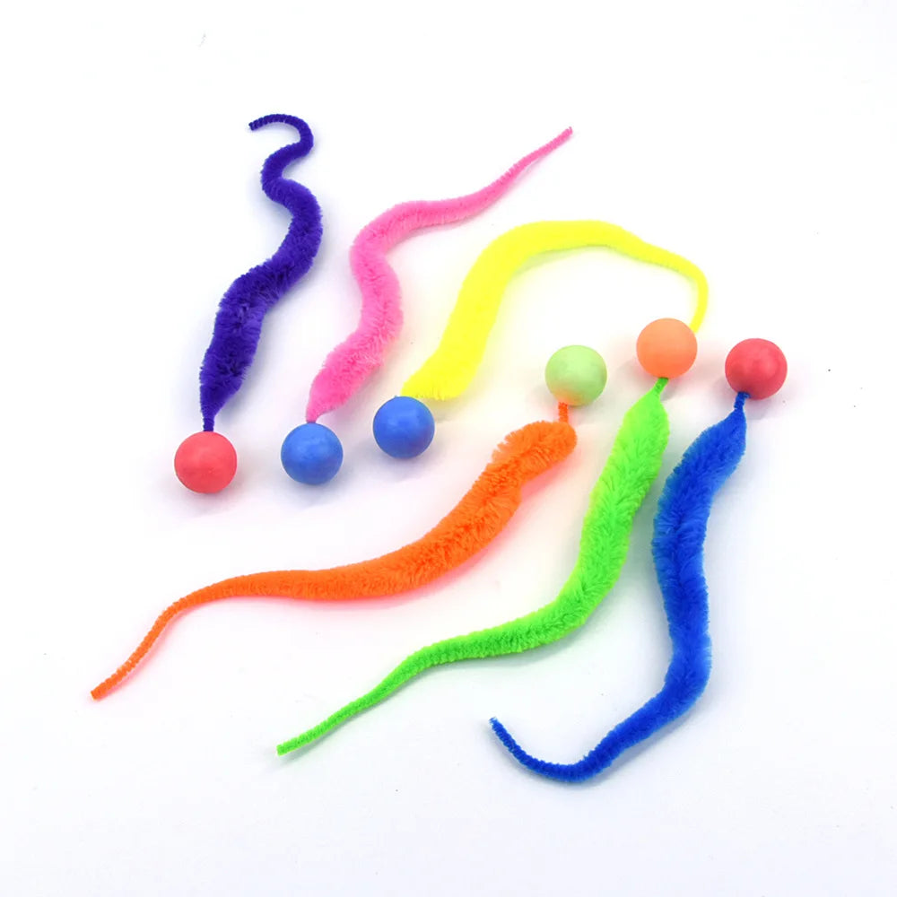 Colorful Bouncing Worm Toy Interactive Puzzle Fun for Cats