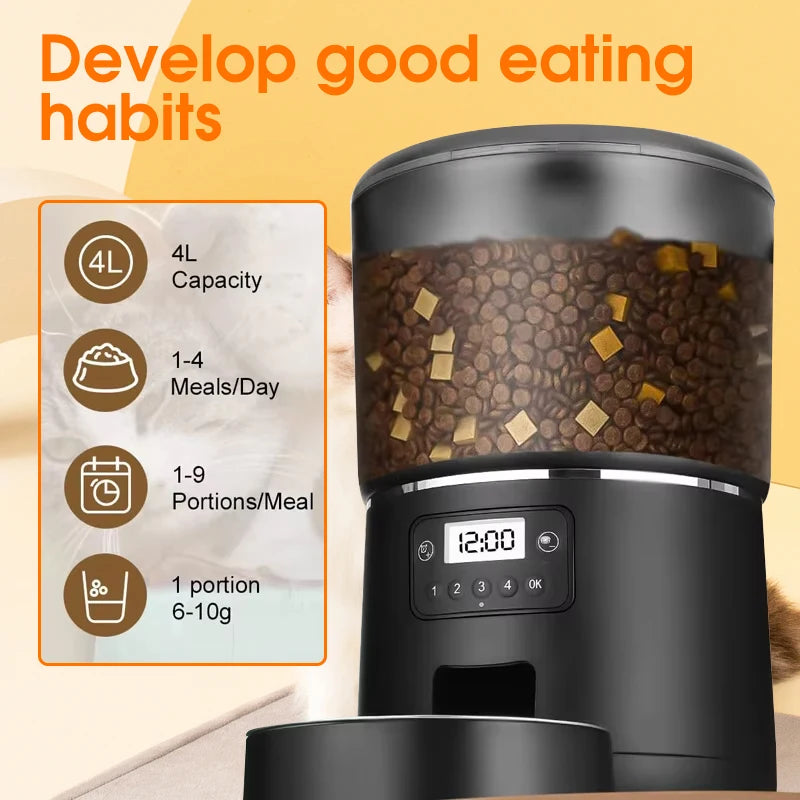 4L Pet Feeder Remote APP Control, Timed & Quantitative Feeding