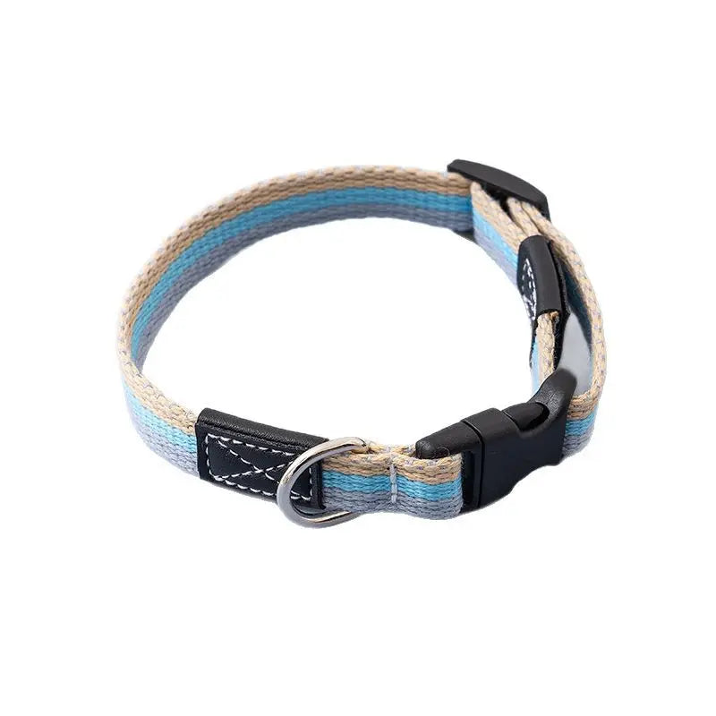 Thickened Color-Blocked Adjustable Canvas Dog Collar
