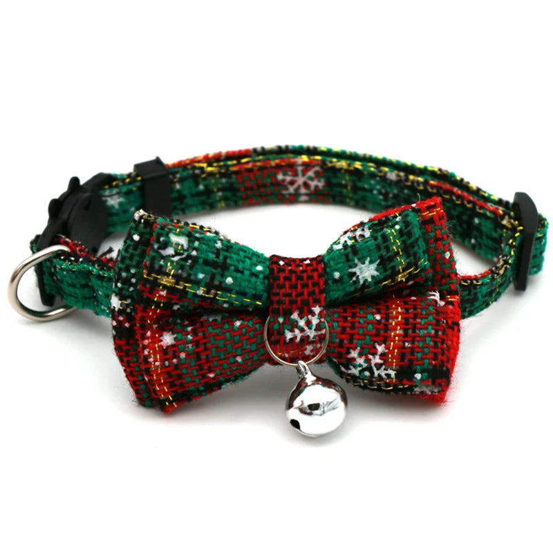 Festive Detachable Christmas Bow Pet Collar