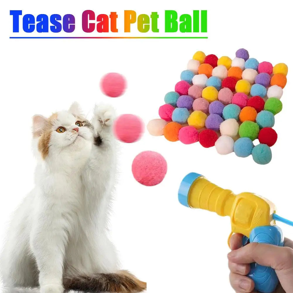 Mini Gun Cat Toy Launch Plush Balls for Interactive Play