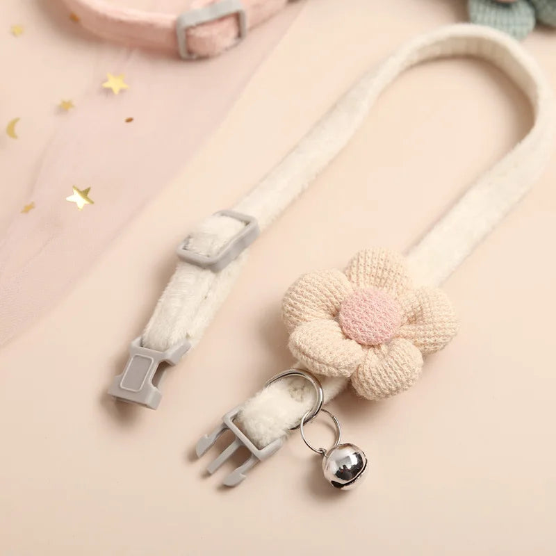 Cute Flower & Bell Adjustable Cat Collar