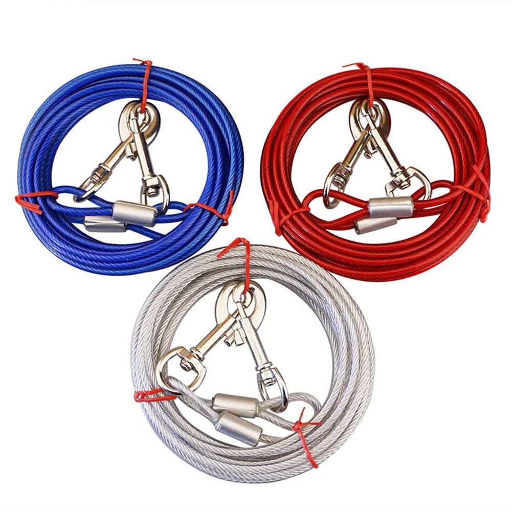 Chew-Proof Iron Wire Tie-Out Cable Heavy Duty Double Dog Leash
