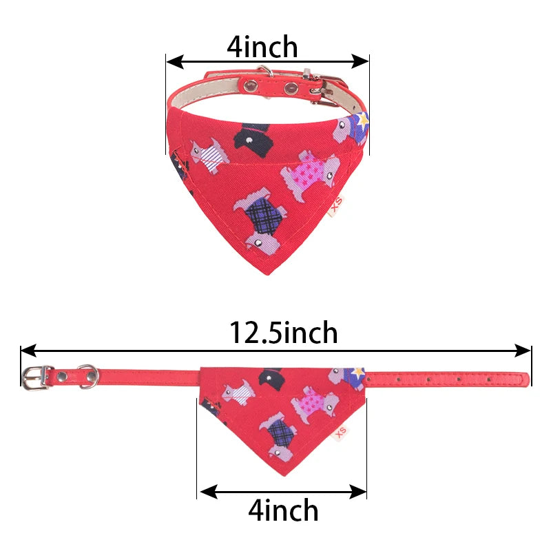 PU Leather Pet Collar Adjustable Scarf Style for Cats & Small Dogs