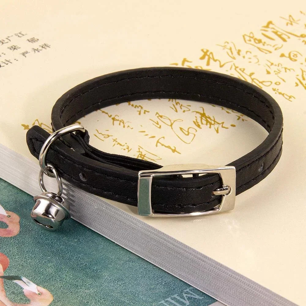 Adjustable Safety Anti-Suffocation Necklace Soft PU Leather Cat Collar