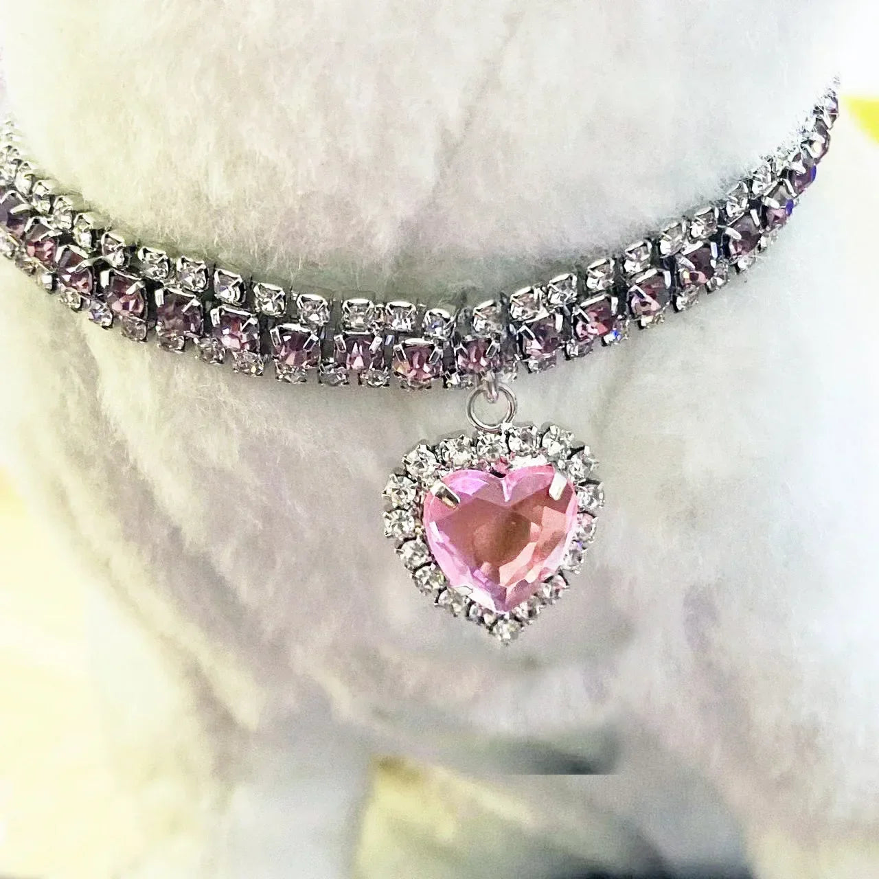 Bling Crystal Pendant Rhinestone Diamante Cat Collar
