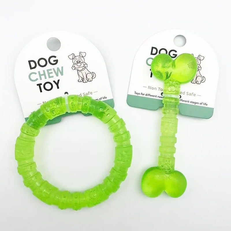 Interactive Rubber Toy Bite-Resistant Bone & Ring for Small Dogs