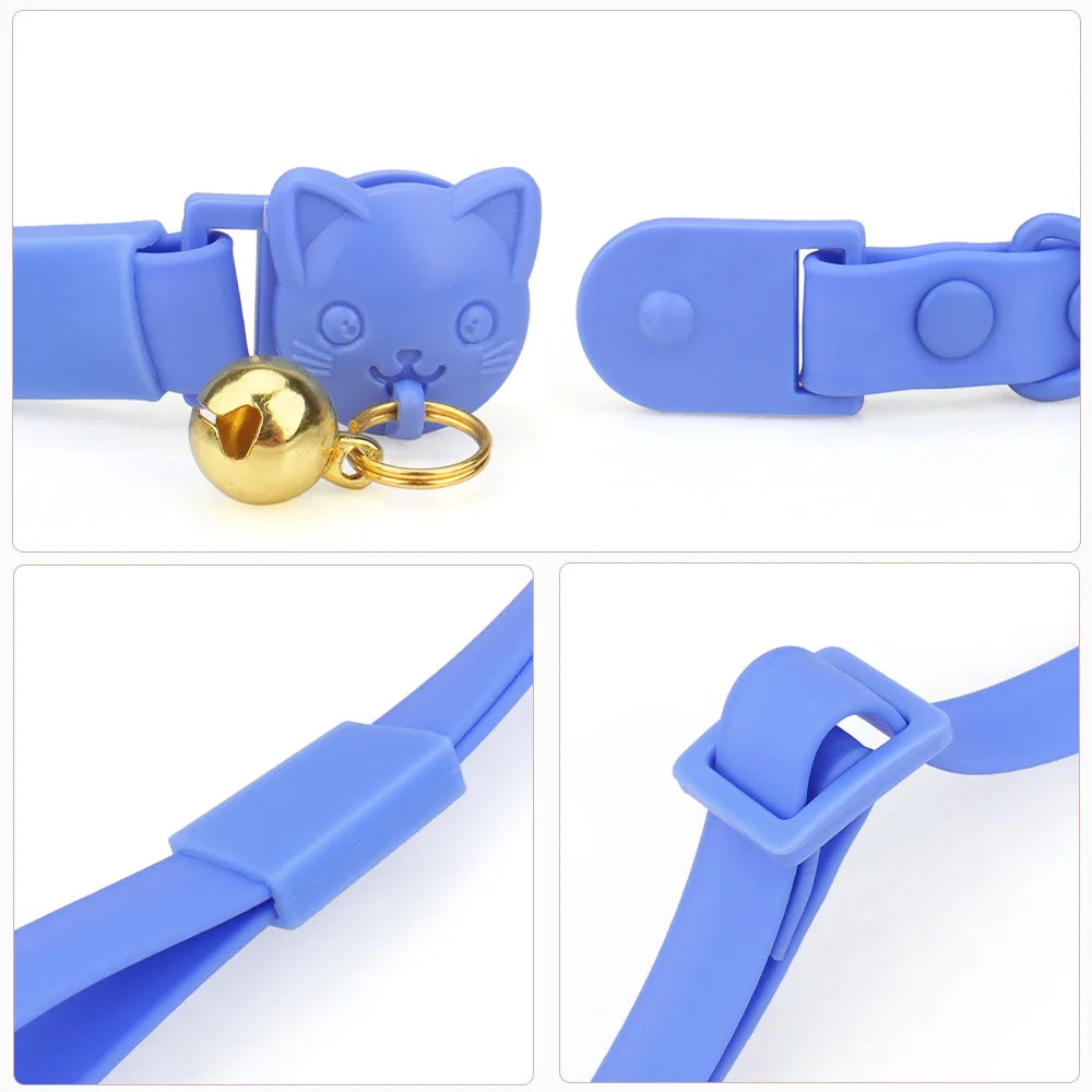 Adjustable Candy Color Kitten Waterproof PVC Cat Collar