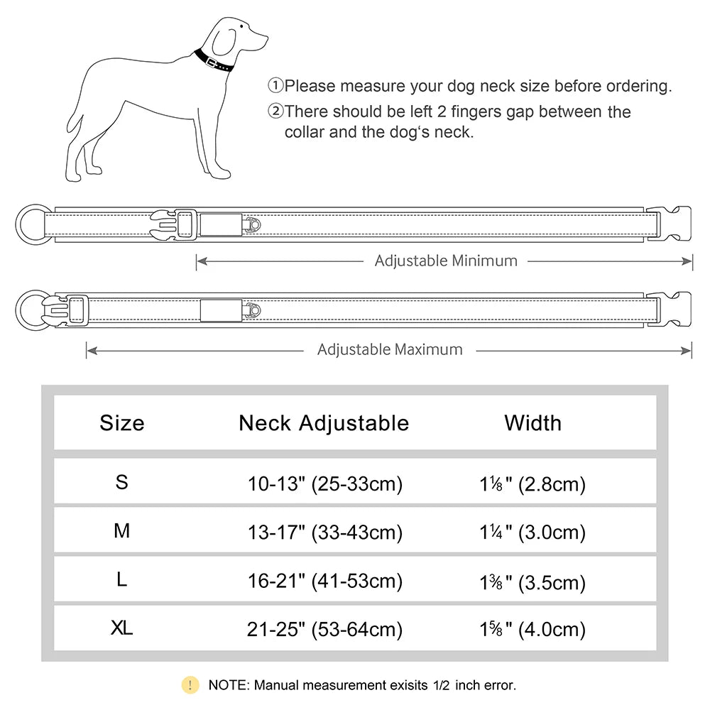 Adjustable Padded Personalized Reflective Dog Collar