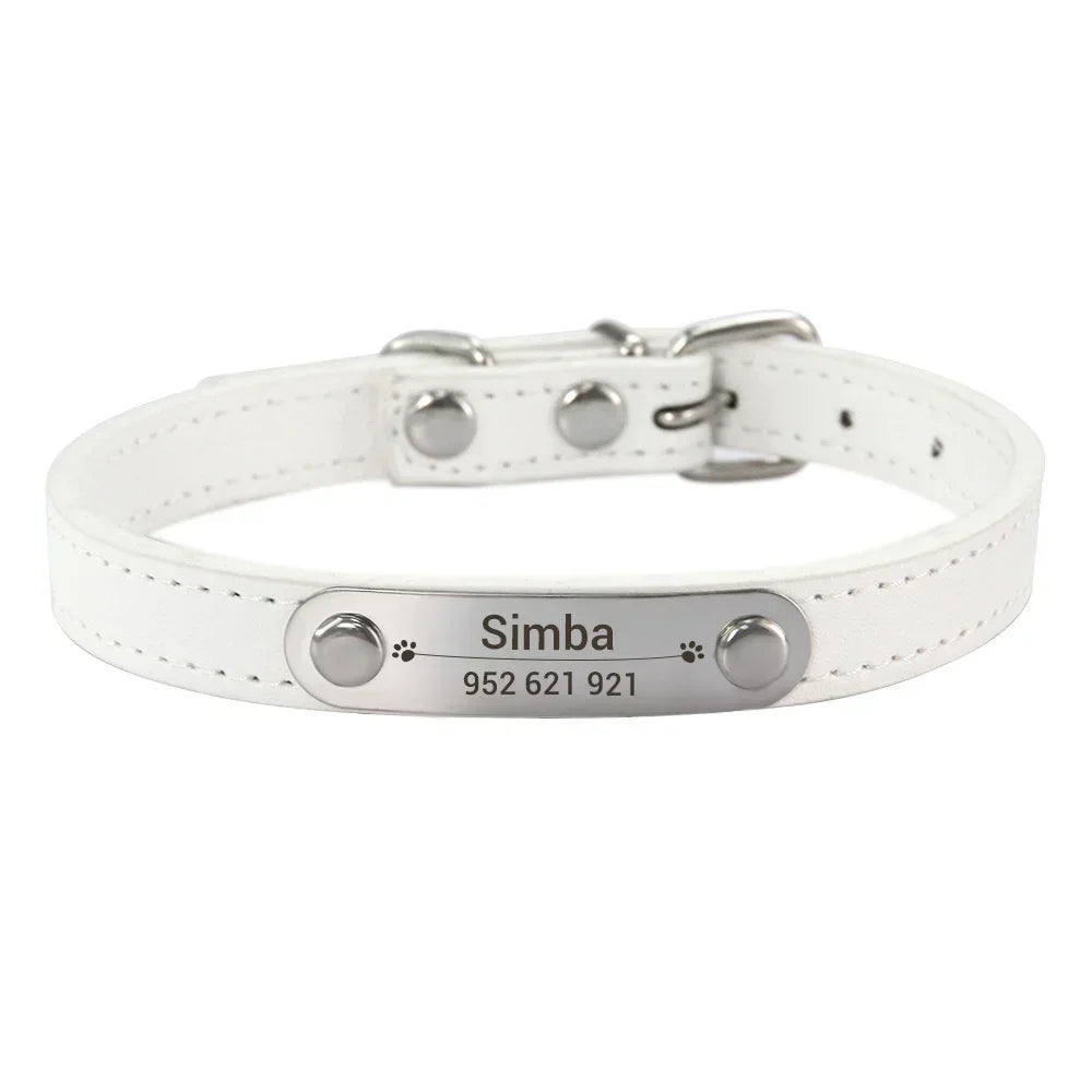 Anti-Lost Design Personalized PU Leather Dog Collar