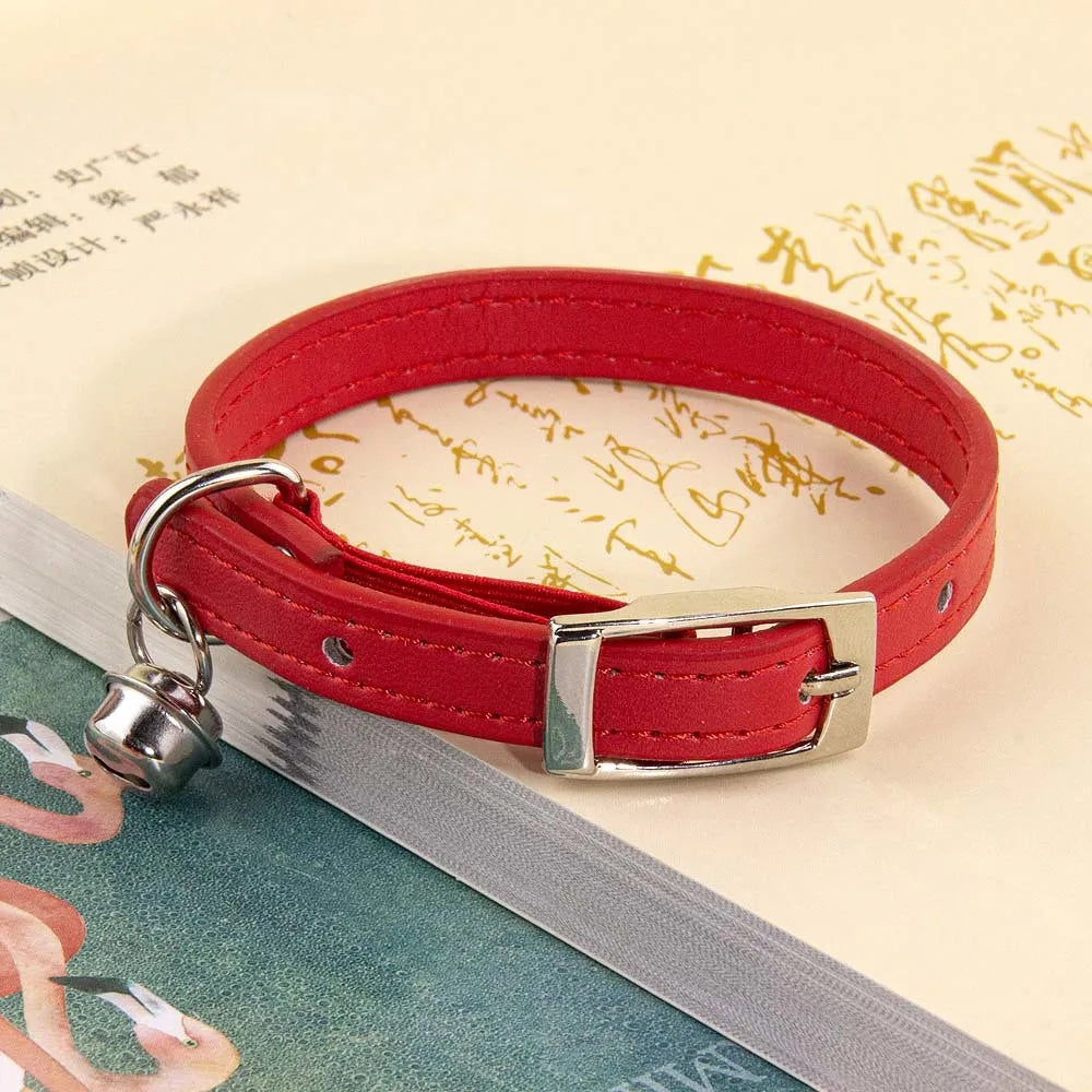 Adjustable Safety Anti-Suffocation Necklace Soft PU Leather Cat Collar