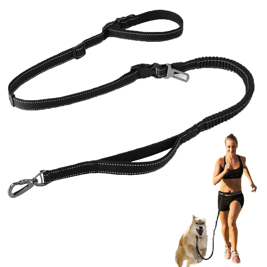 6-in-1 8ft Adjustable Bungee Waist Hands-Free Dog Leash